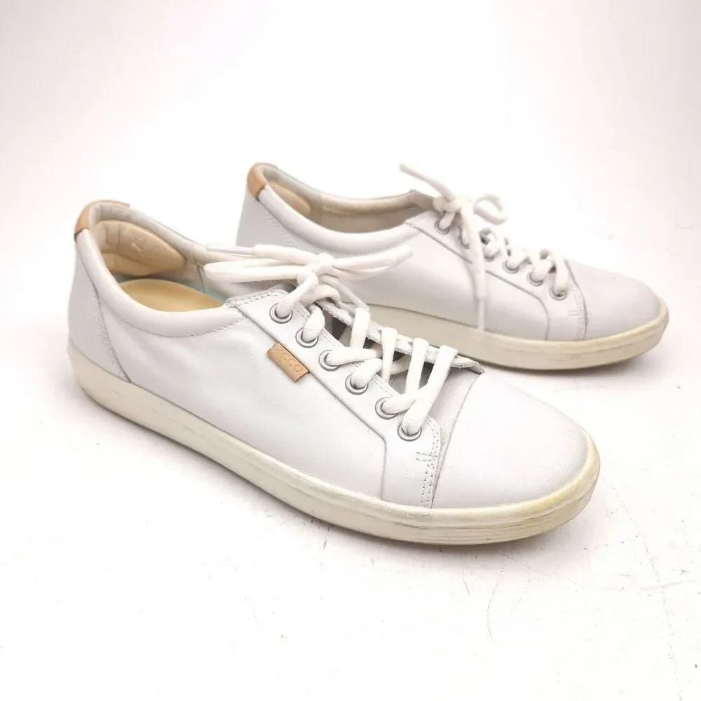 ECCO SOFT 7 Womens 8-8.5 Street Shoes Casual Sneakers Leather EU 39
